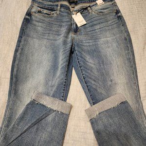 NWT Judy Blue Raw Cuffed Classic Boyfriend Jeans 15/32